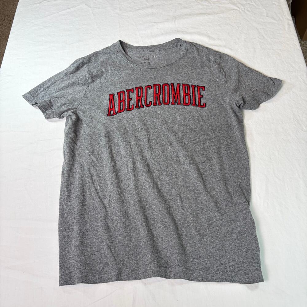 abercrombie kids gray unisex T shirt. red embroidered ABERCROMBIE. Size 15, 16
